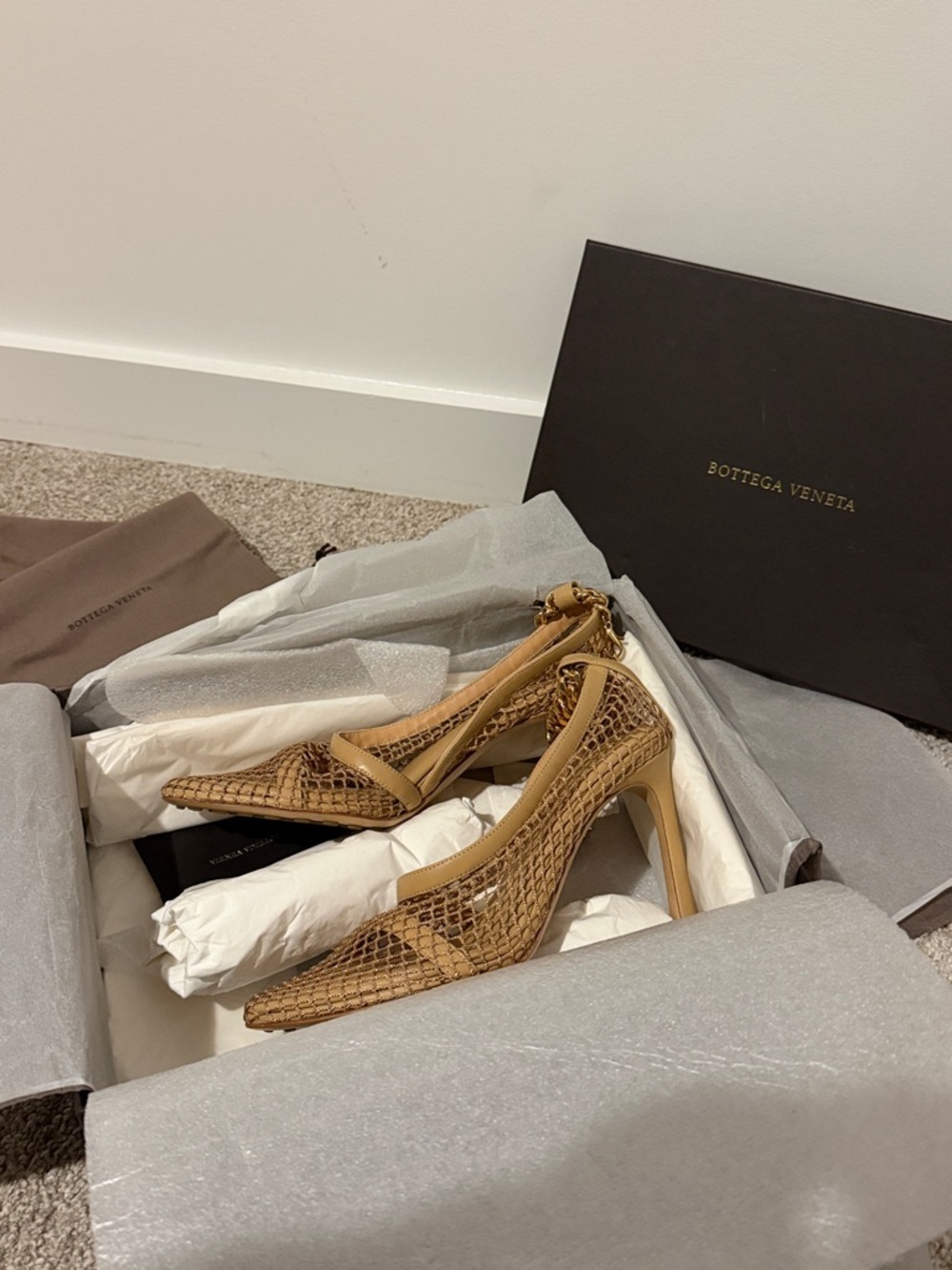Bottega Veneta Woven Tan Pointed-Toe Stiletto Heels